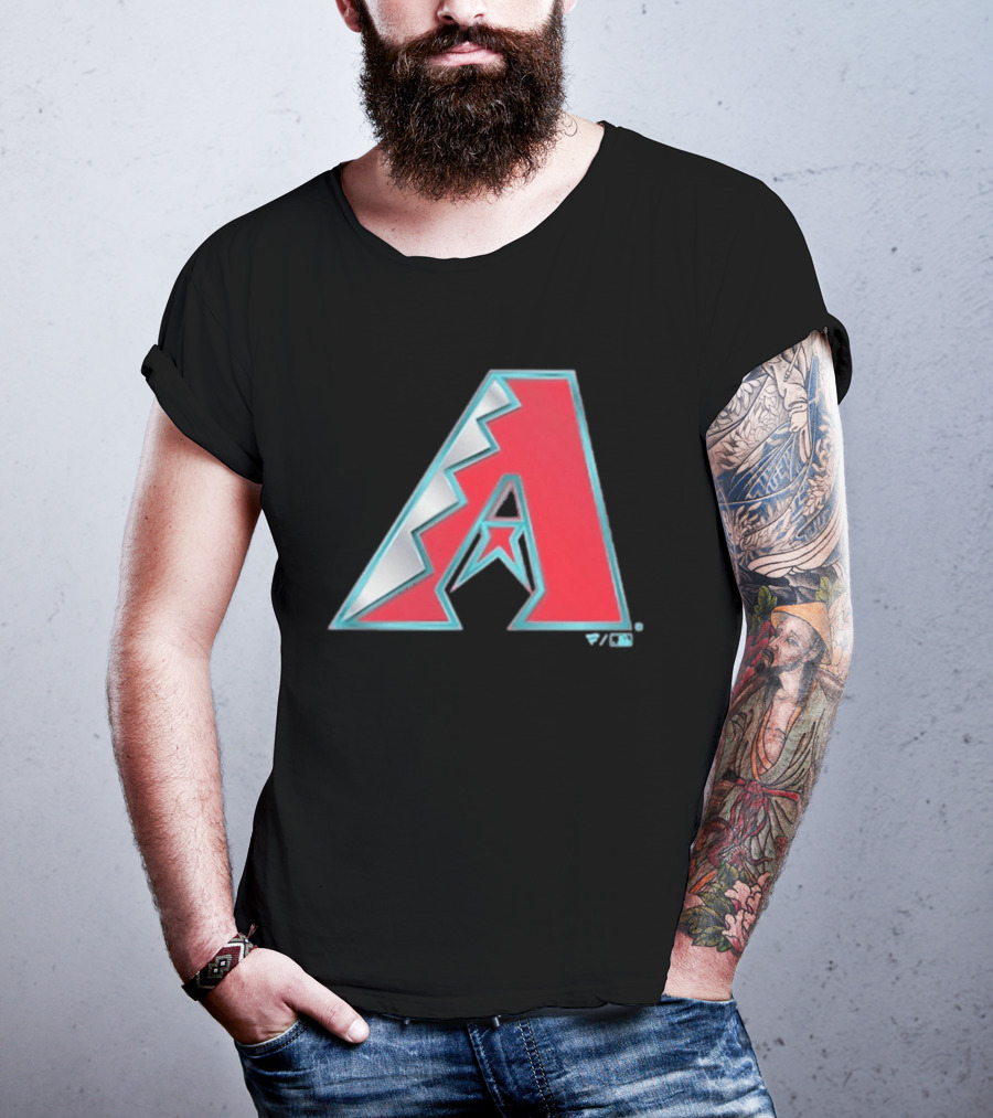Arizona Diamondbacks Women's Metallic A Logo Red And Silver T-Shirt