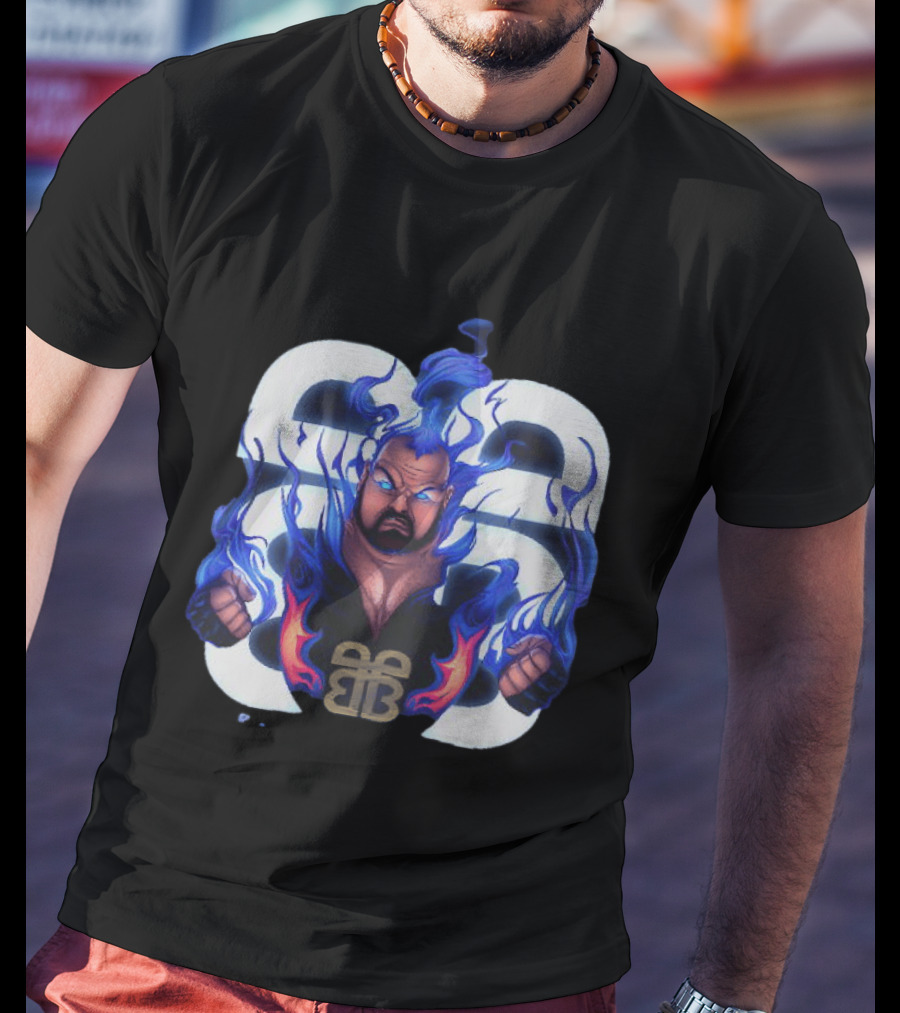 Bam Bam Bigelow WWE Flames New Jersey Devils Pro Wrestling T-Shirt
