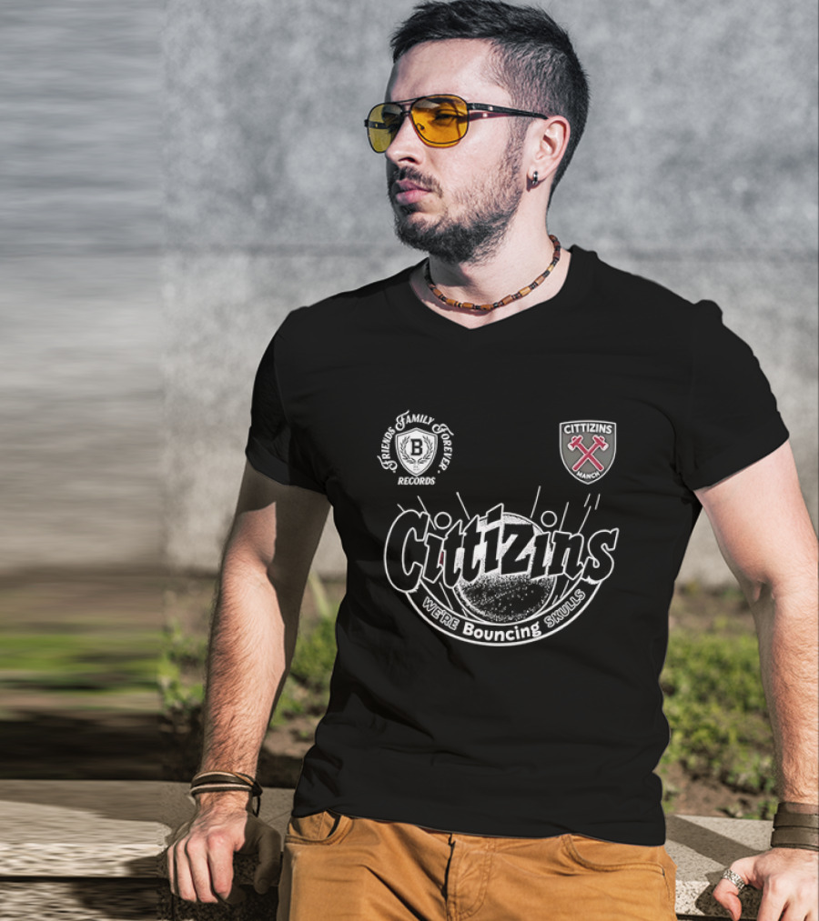 Cittizins We're Bouncing Skulls Friends Family Forever Records Football T-Shirt