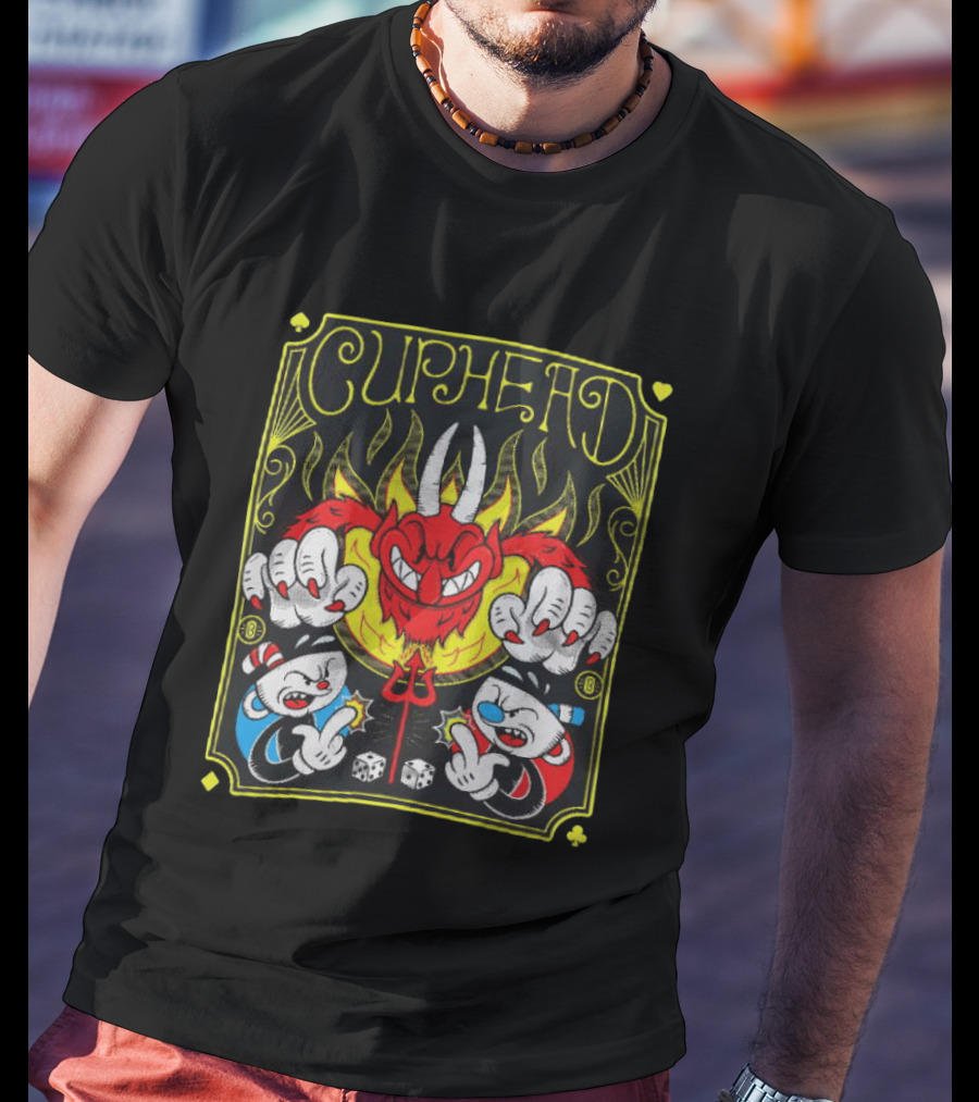 Cuphead Chogrin Devil Flames Dice Devil Characters T-Shirt
