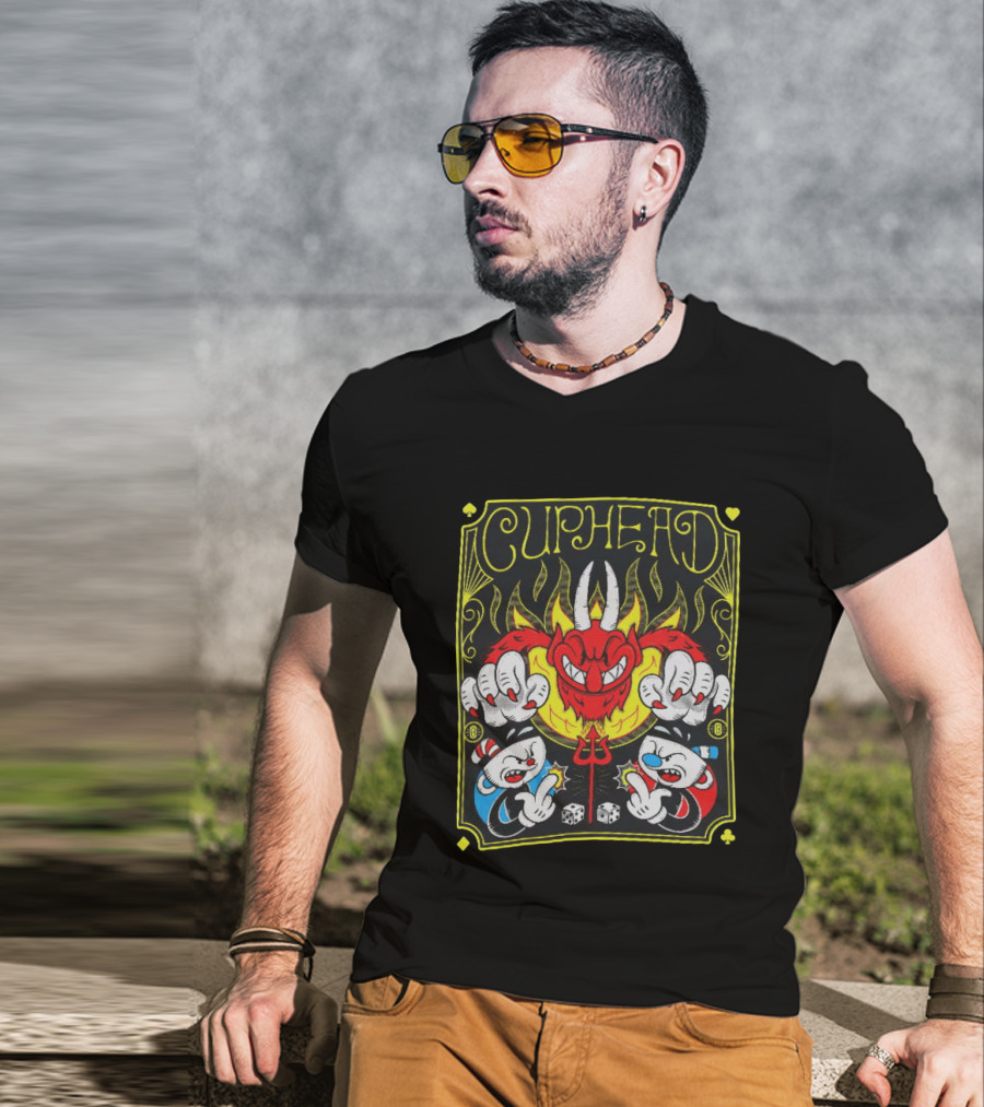Cuphead Chogrin Devil Flames Dice Devil Characters T-Shirt