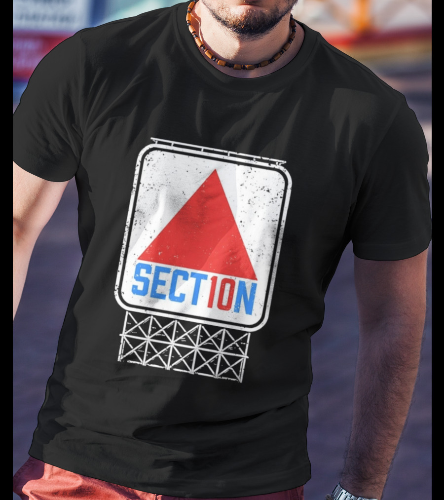 Section 10 Distressed Red Triangle Sign Retro Look S10 T-Shirt