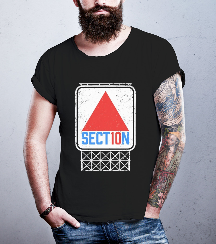 Section 10 Distressed Red Triangle Sign Retro Look S10 T-Shirt