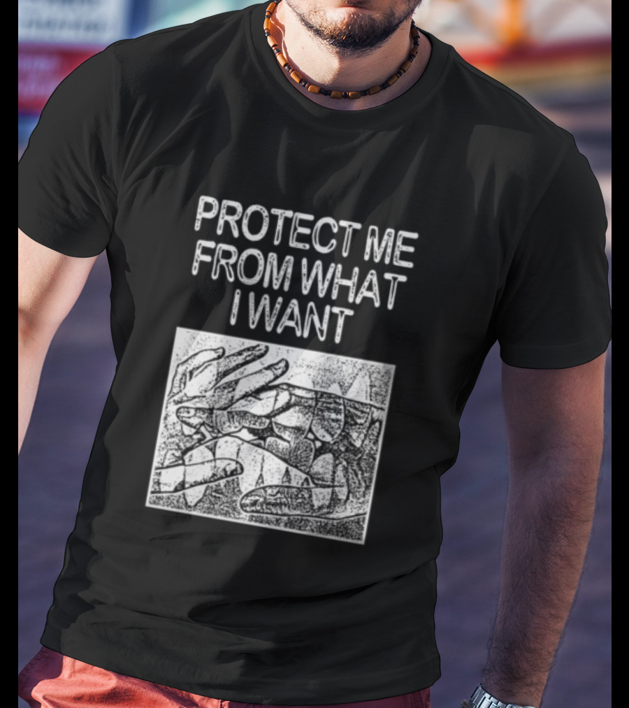 Protect Me From What I Want Get A Real Job Kid Store Black T-Shirt