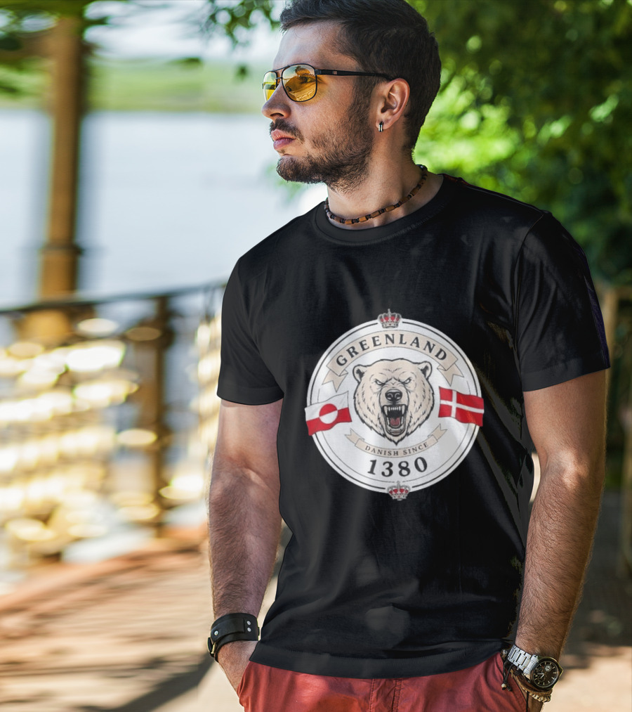 Greenland Danish Since 1380 Polar Bear Flags T-Shirt