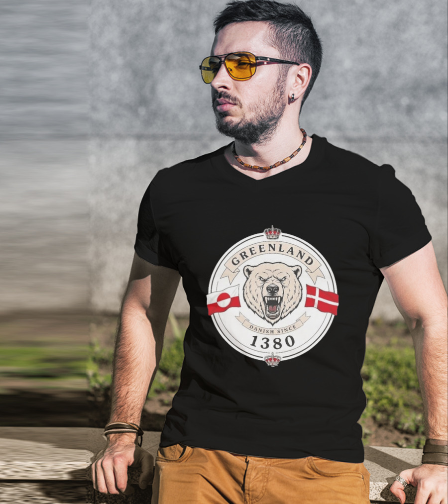 Greenland Danish Since 1380 Polar Bear Flags T-Shirt