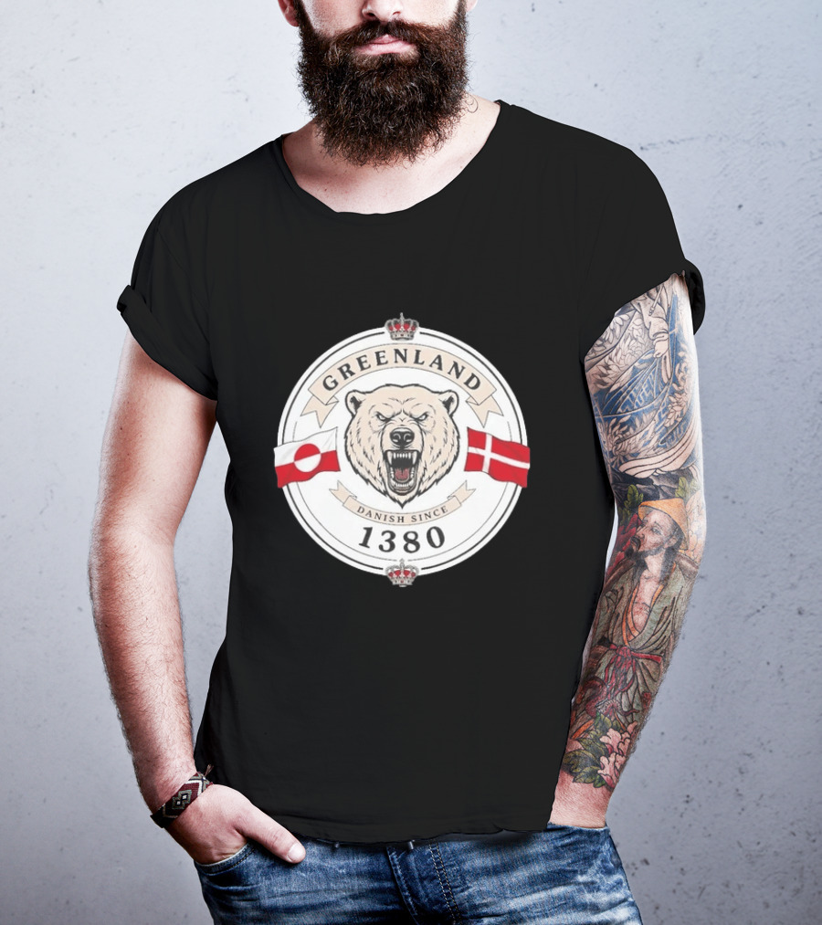Greenland Danish Since 1380 Polar Bear Flags T-Shirt