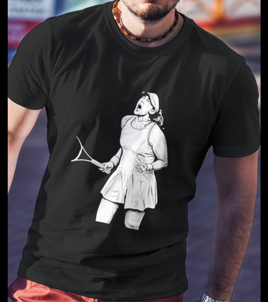 Tennis Player Celebrating Victory Power Grit Determination Black T-Shirt