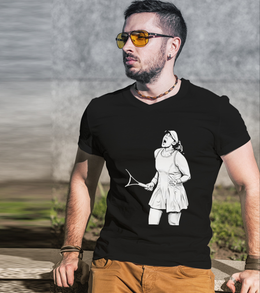Tennis Player Celebrating Victory Power Grit Determination Black T-Shirt