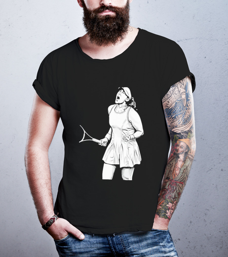 Tennis Player Celebrating Victory Power Grit Determination Black T-Shirt