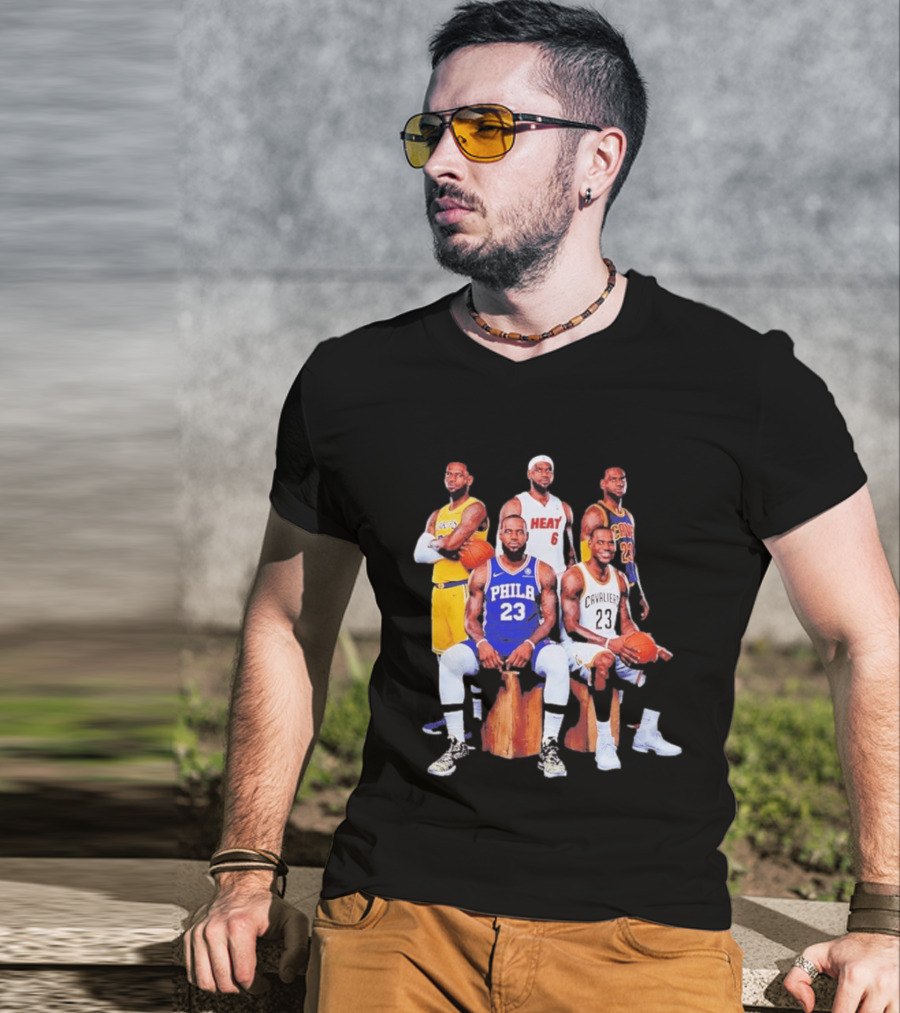 Lebron James 76ers Lakers Heat Cavaliers Basketball Player Iconic Jerseys 2026 T-Shirt