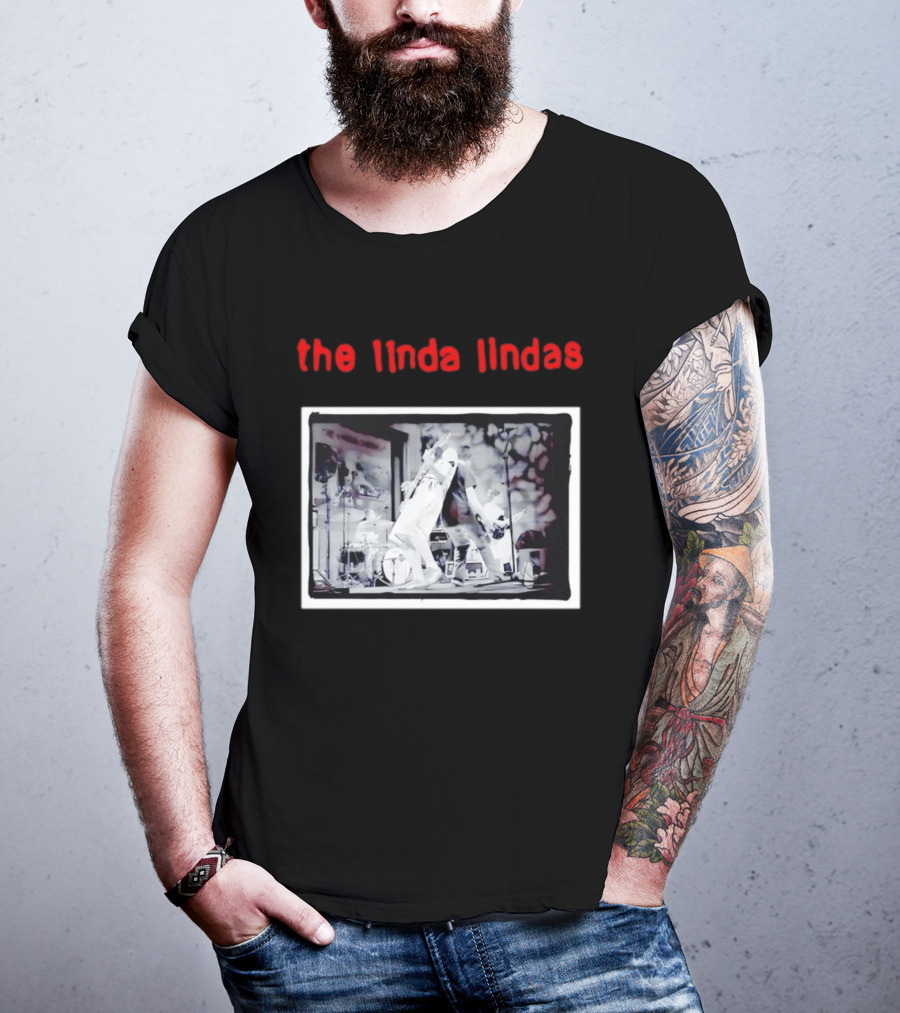 The Linda Lindas Live Performance Punk Rock Black And White Stage Scene T-Shirt