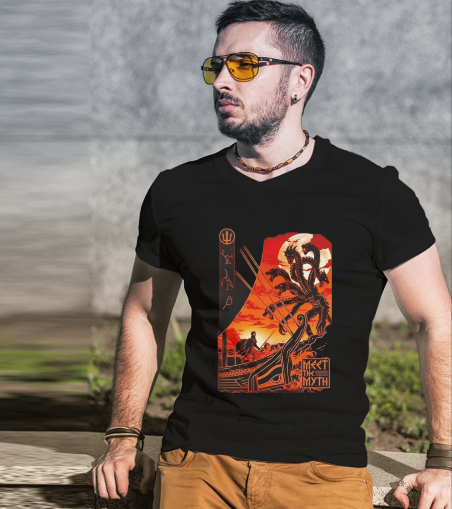 Meet The Myth Hydra Greek Mythology Hercules Dramatic Battle Scene T-Shirt