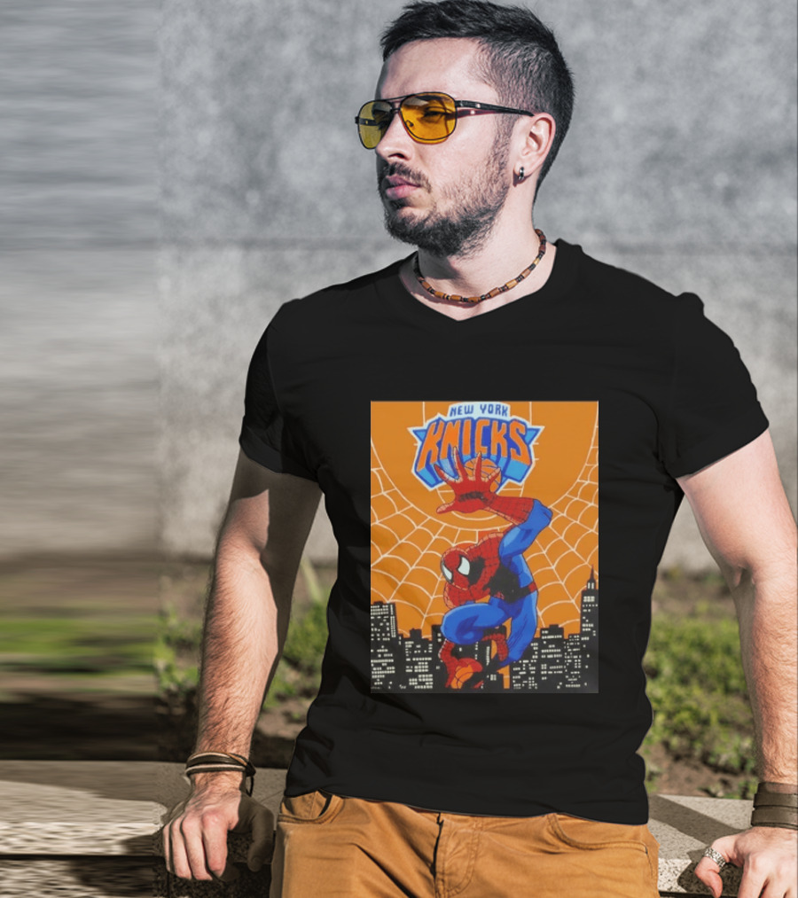 New York Knicks Spider Man Basketball T-Shirt