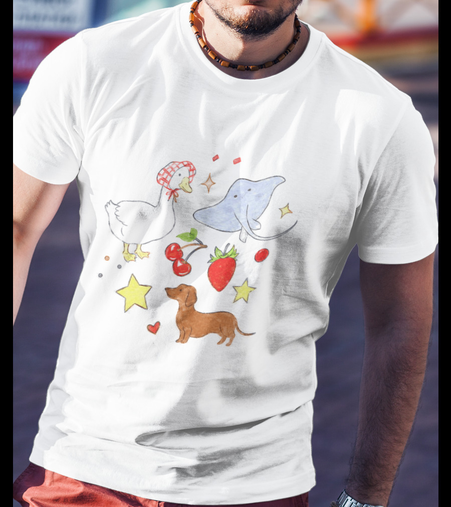 Goose Stingray Strawberry Cherry Dachshund Stars Nature T-Shirt