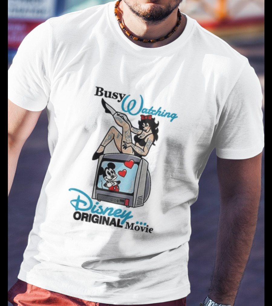 Busy Ing Disney Original Movie Retro Style With Mickey TV And Pin Up T-Shirt