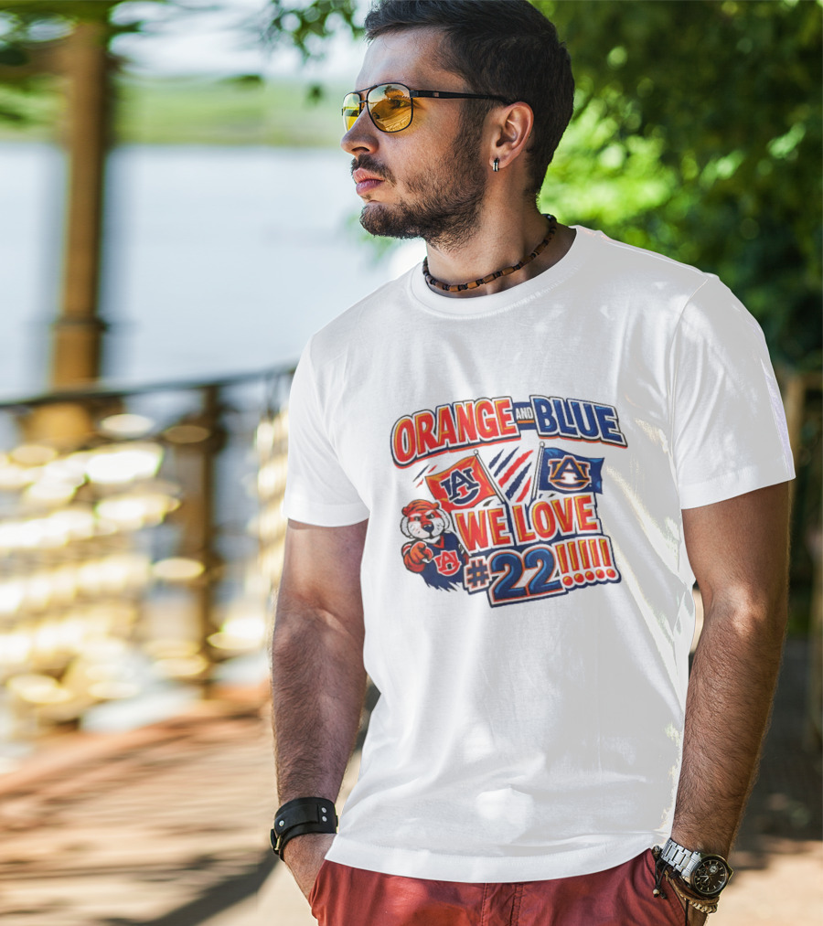 Auburn Tigers Orange And Blue We Love #22 Paws Up Enthusiasts T-Shirt
