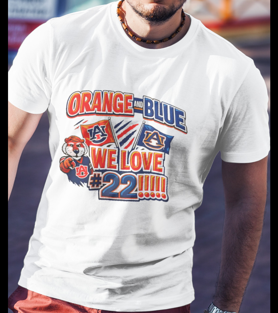 Auburn Tigers Orange And Blue We Love #22 Paws Up Enthusiasts T-Shirt