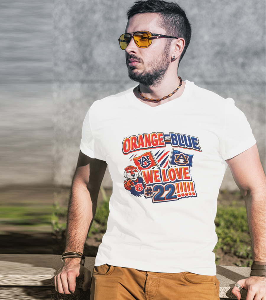 Auburn Tigers Orange And Blue We Love #22 Paws Up Enthusiasts T-Shirt