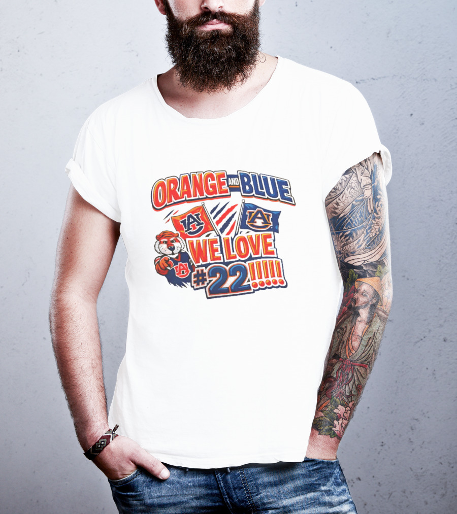 Auburn Tigers Orange And Blue We Love #22 Paws Up Enthusiasts T-Shirt