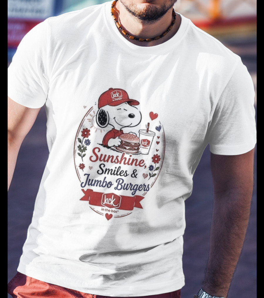 Peanuts Snoopy Sunshine Smiles Jumbo Burgers Collaboration With Jack In The Box T-Shirt