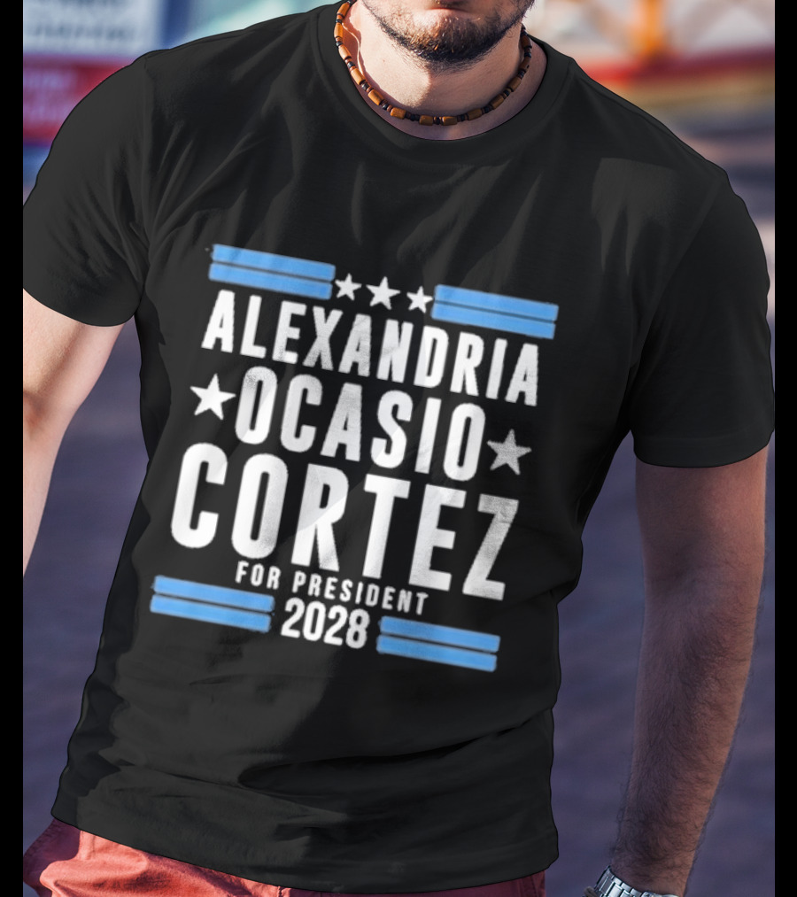 Alexandria Ocasio Cortez For President 2028 Stars Stripes Campaign T-Shirt