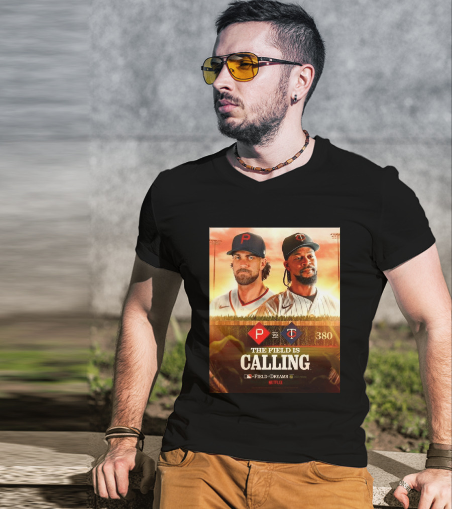 Philadelphia Vs Minnesota MLB Field Of Dreams Bryce Harper Byron Buxton Netflix 380 T-Shirt