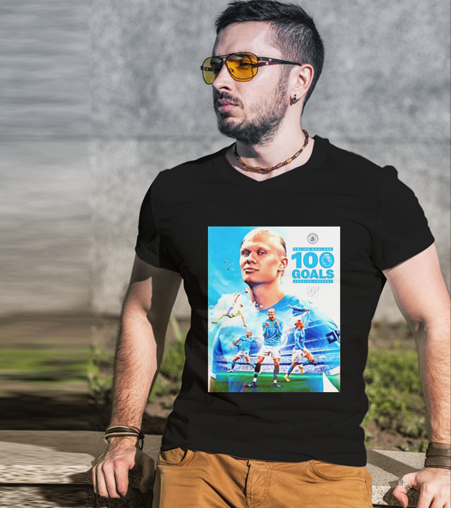 Erling Haaland 100 Goals Premier League 2022 2023 Present T-Shirt