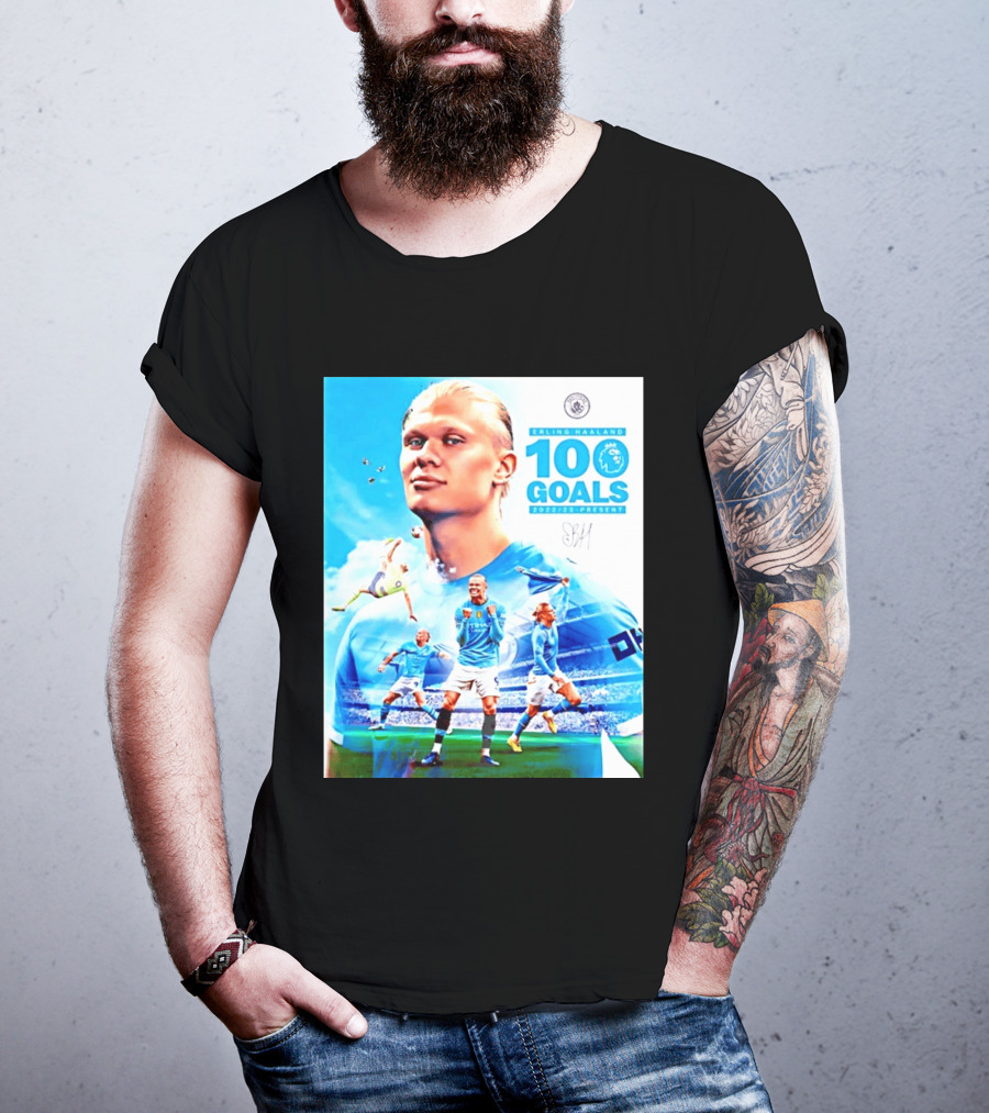 Erling Haaland 100 Goals Premier League 2022 2023 Present T-Shirt