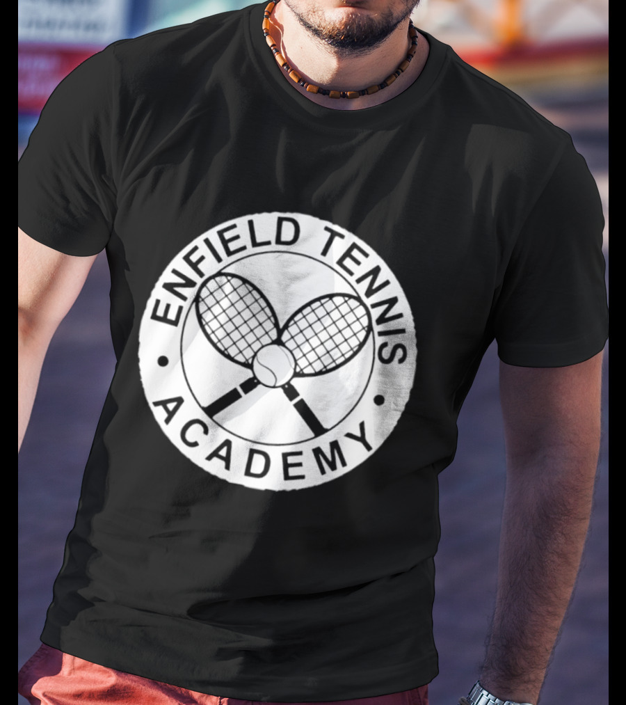 Enfield Tennis Academy Sports Club Circle Badge With Crossed Racquets T-Shirt
