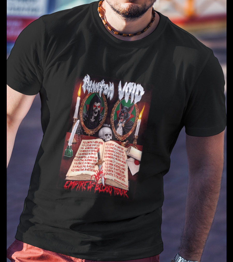 Phantom VOID 2026 Empire Of Blood Tour Dates And Locations Featuring Vampire Imagery And Candles T-Shirt