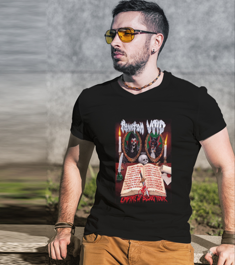 Phantom VOID 2026 Empire Of Blood Tour Dates And Locations Featuring Vampire Imagery And Candles T-Shirt