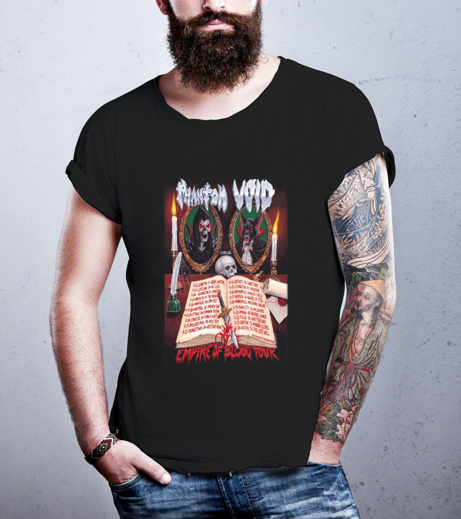Phantom VOID 2026 Empire Of Blood Tour Dates And Locations Featuring Vampire Imagery And Candles T-Shirt
