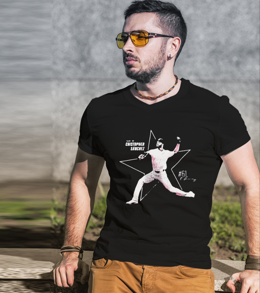 Philadelphia Phillies Cristopher Sánchez Pitching Star #61 T-Shirt