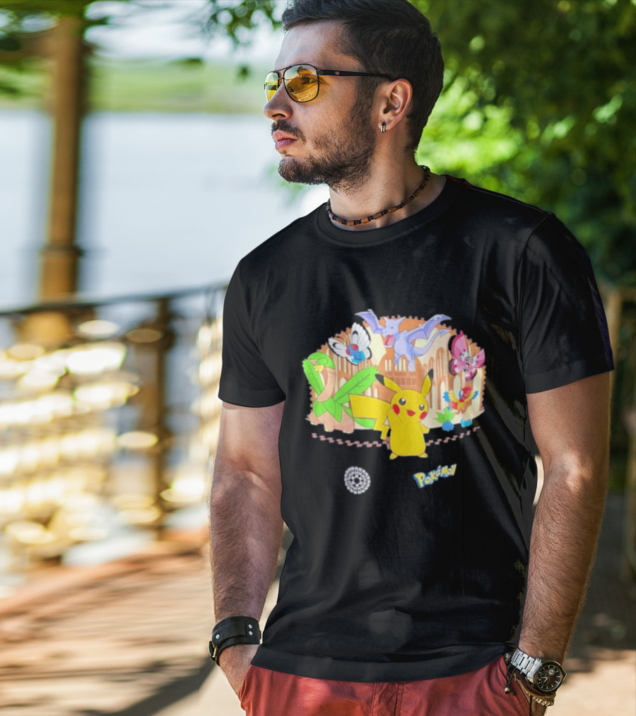 Pokecology Pikachu Aerodactyl Butterfree Vivillon Lileep Natural History Museum Collaboration T-Shirt