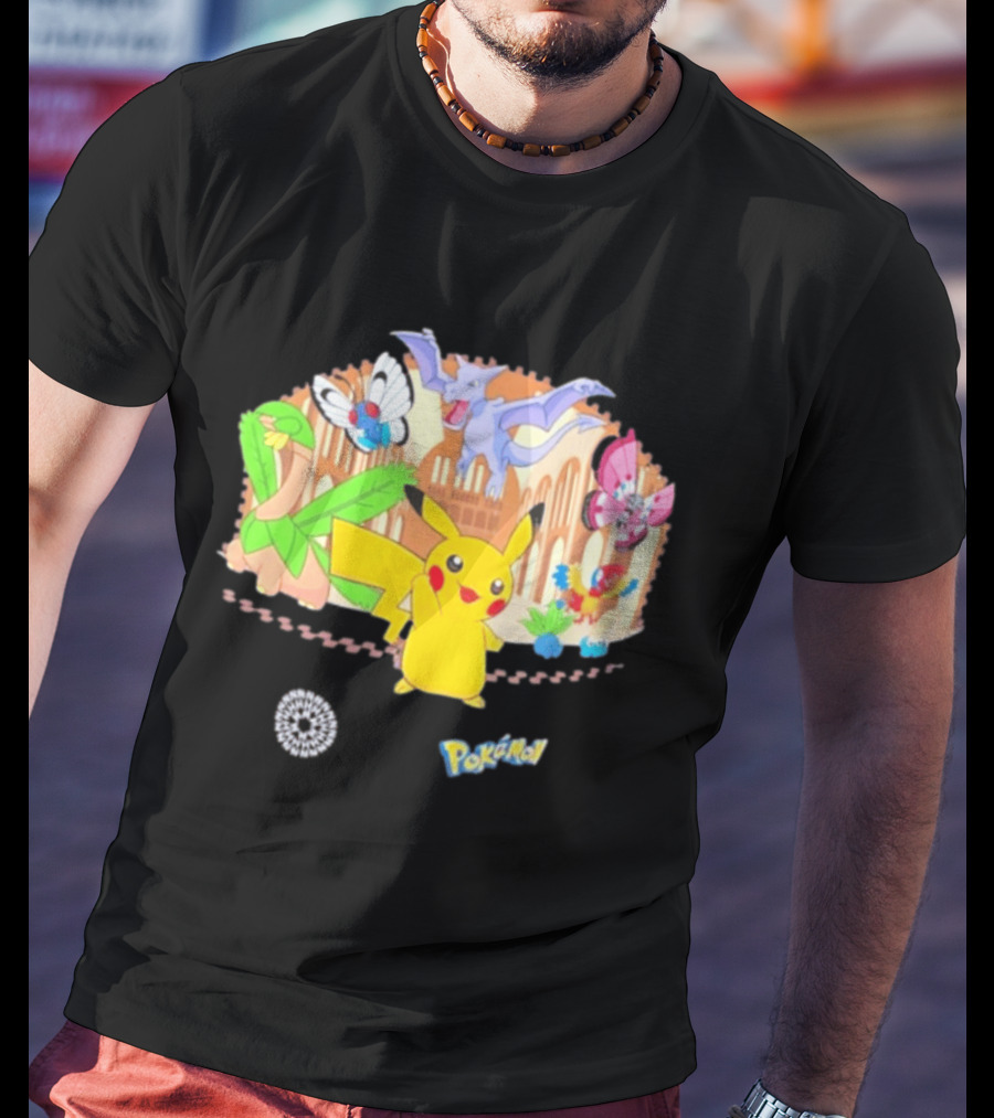Pokecology Pikachu Aerodactyl Butterfree Vivillon Lileep Natural History Museum Collaboration T-Shirt