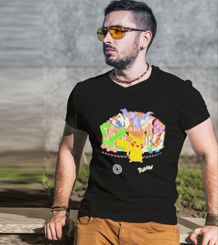 Pokecology Pikachu Aerodactyl Butterfree Vivillon Lileep Natural History Museum Collaboration T-Shirt
