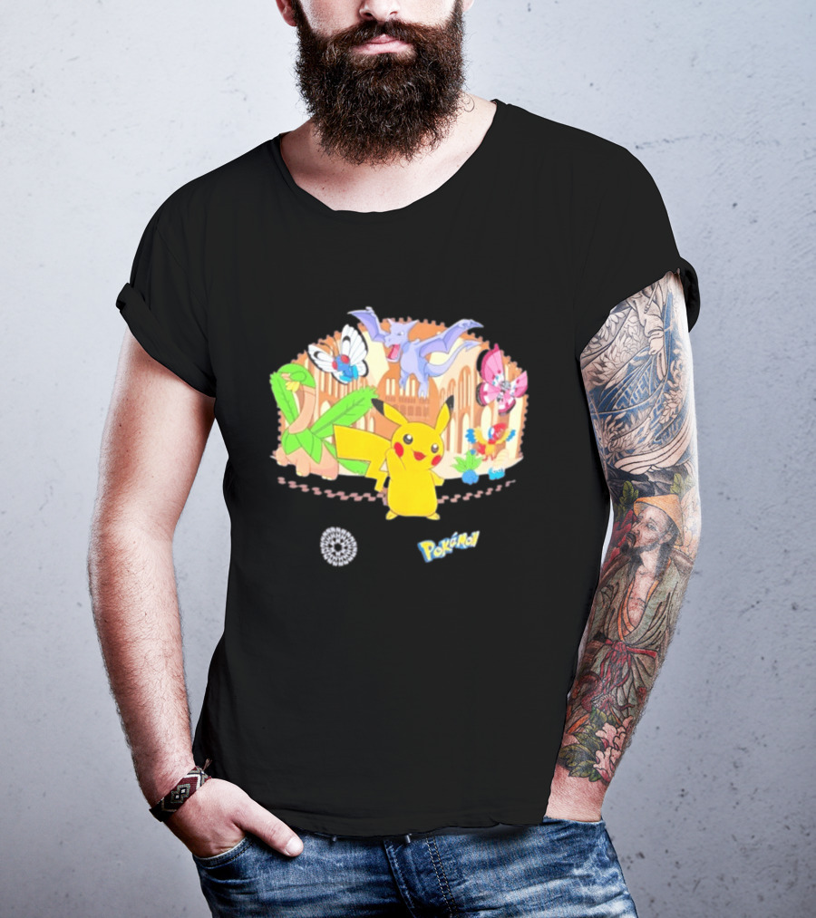 Pokecology Pikachu Aerodactyl Butterfree Vivillon Lileep Natural History Museum Collaboration T-Shirt