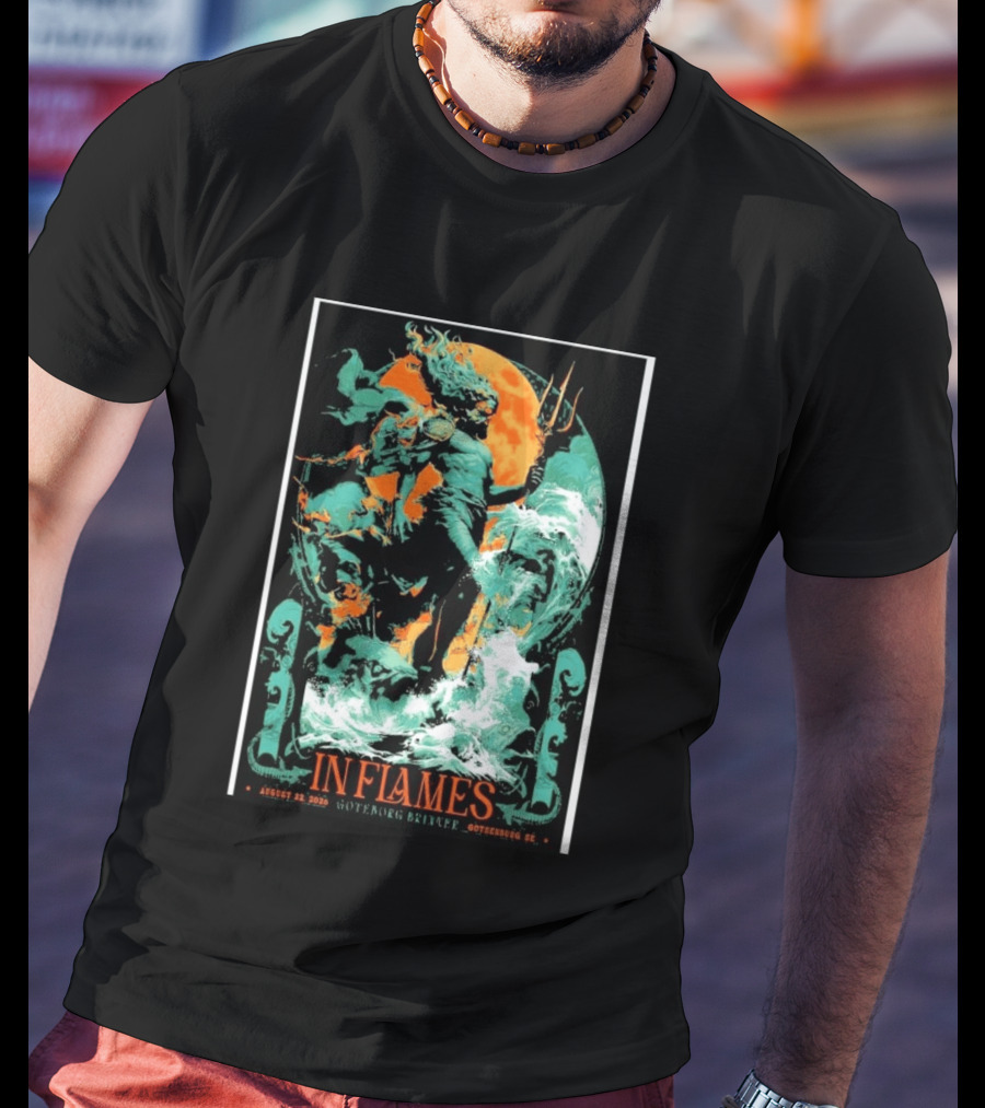 In Flames Göteborg Brinner August 22 2026 Poseidon Trident Concert Event Gothenburg SE T-Shirt