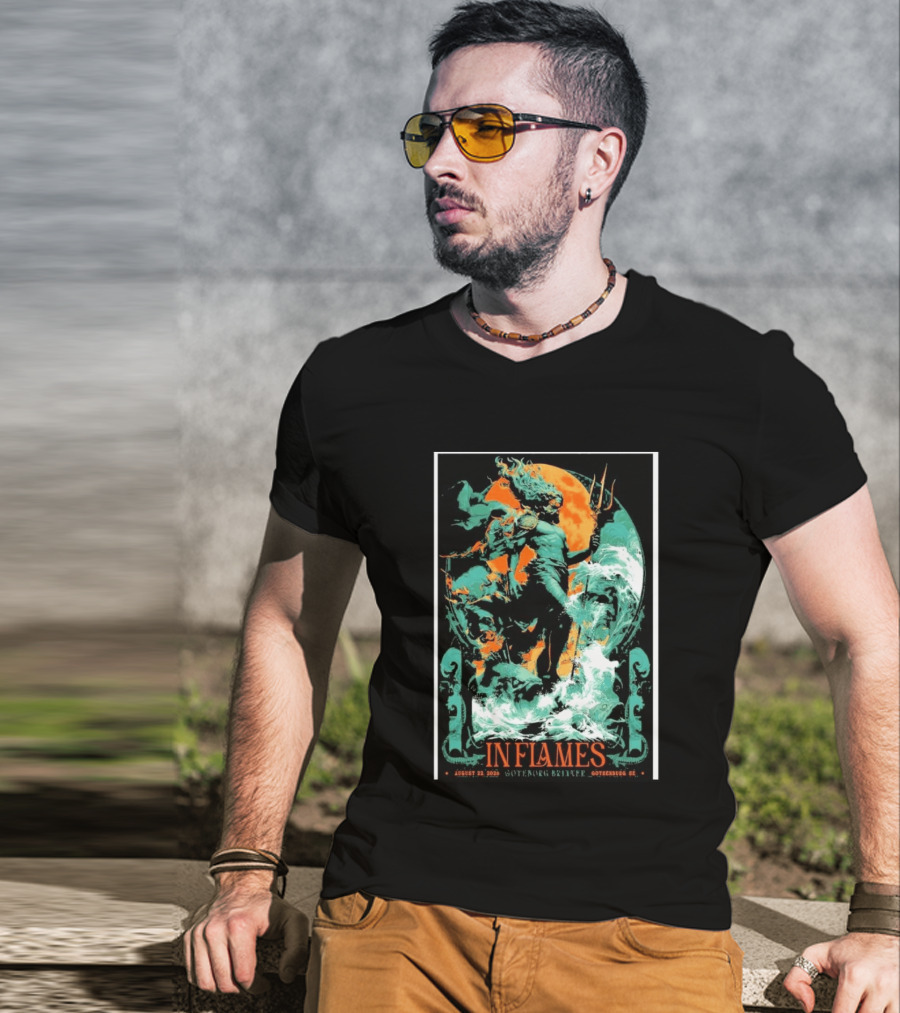 In Flames Göteborg Brinner August 22 2026 Poseidon Trident Concert Event Gothenburg SE T-Shirt