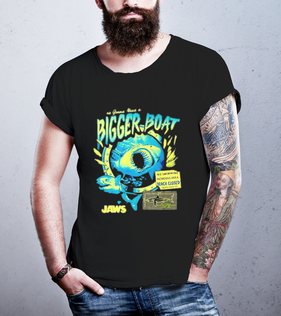 Jaws Bigger Boat No Swimming Hazardous Beach Closed T-Shirt