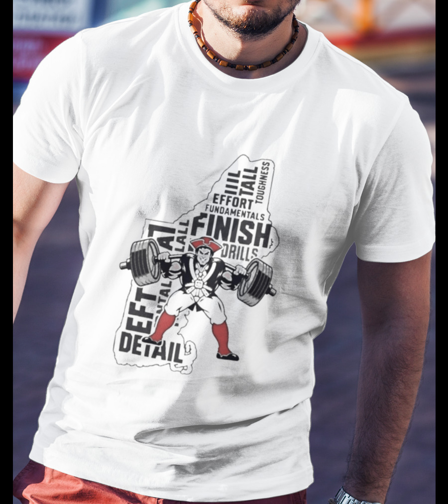 Pat Patriot Colonial Barbell Finish Drill Effort Detail T-Shirt