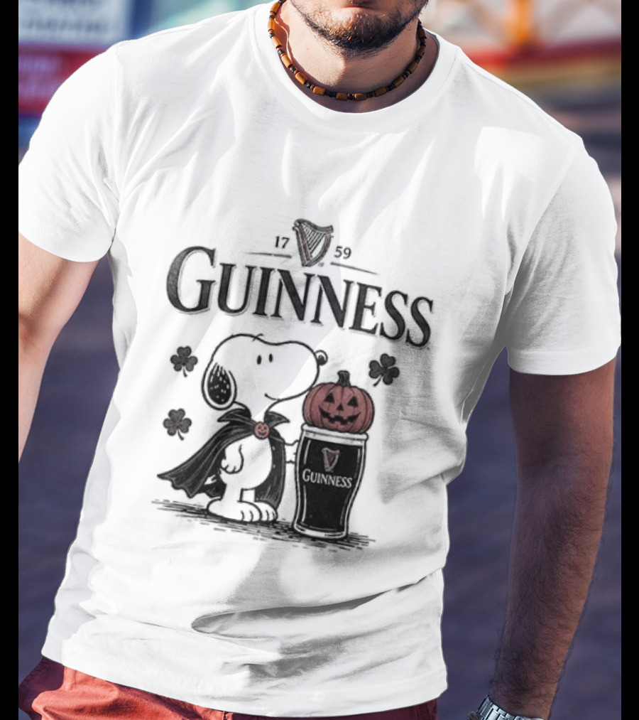 Guinness Snoopy Halloween Vampire Dark Brew Pumpkin T-Shirt
