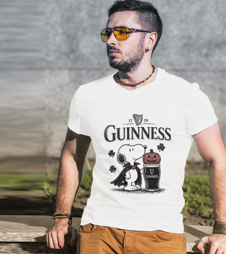 Guinness Snoopy Halloween Vampire Dark Brew Pumpkin T-Shirt