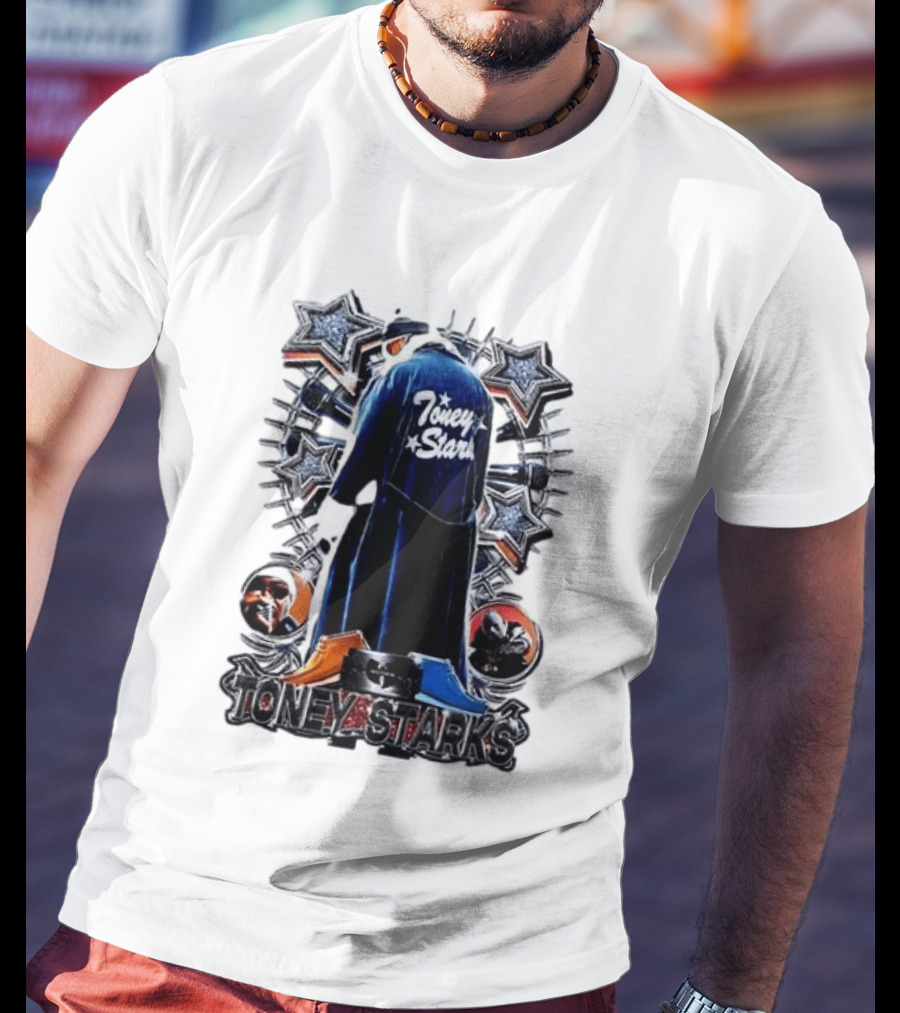 Toney Starks Blue Coat Star Motif Back Cover Art With Big Pun T-Shirt