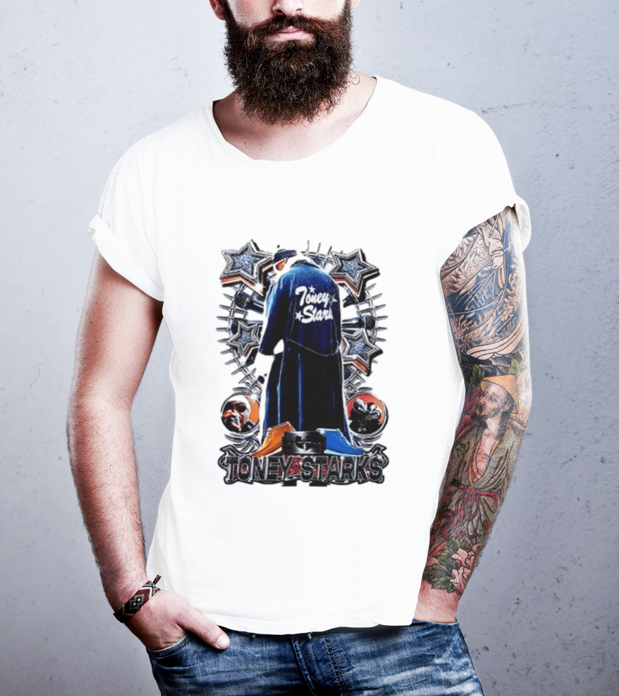 Toney Starks Blue Coat Star Motif Back Cover Art With Big Pun T-Shirt