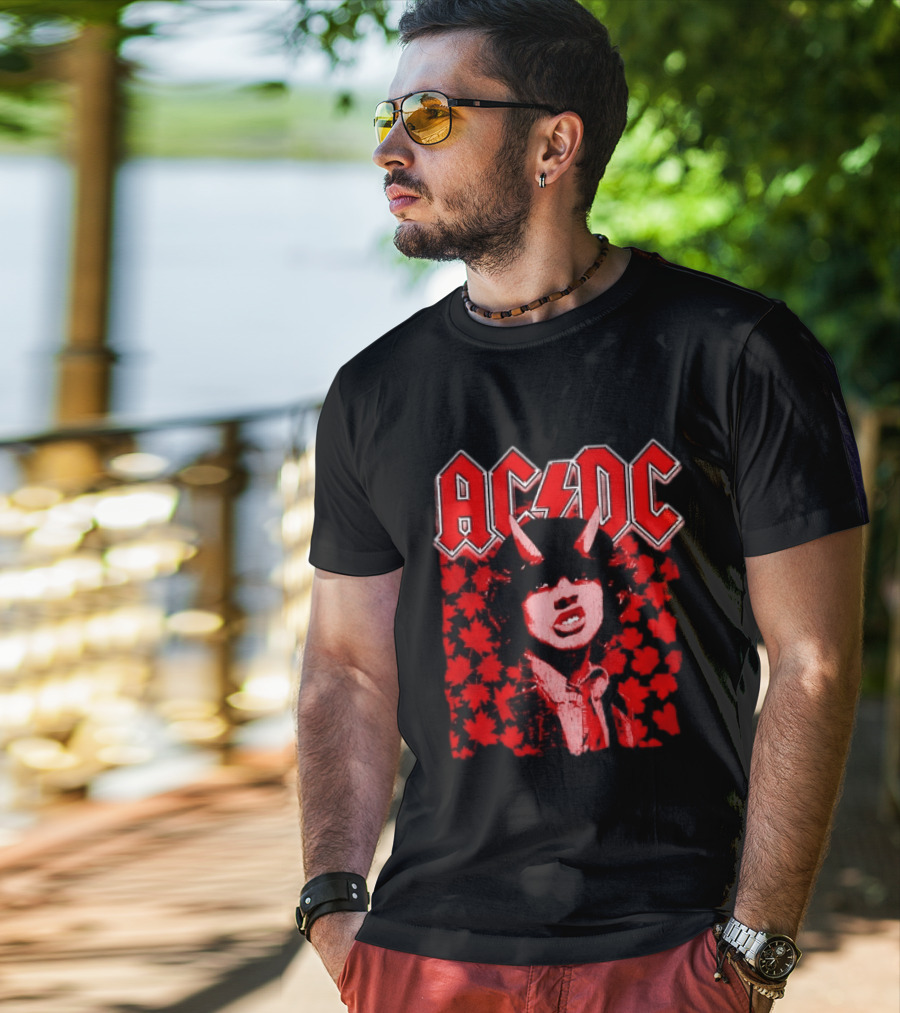 AC DC Pwr Up Canada 2026 Tour Rock Band Maple Leaf T-Shirt