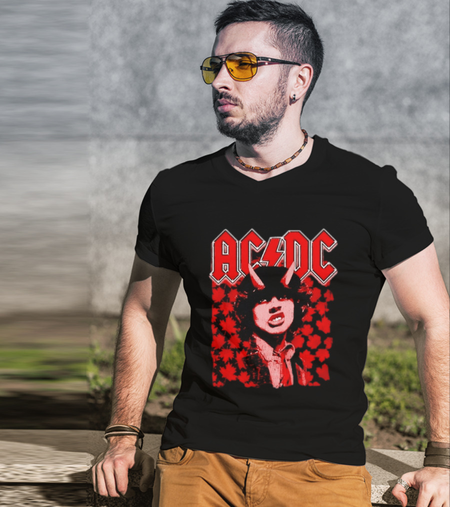 AC DC Pwr Up Canada 2026 Tour Rock Band Maple Leaf T-Shirt