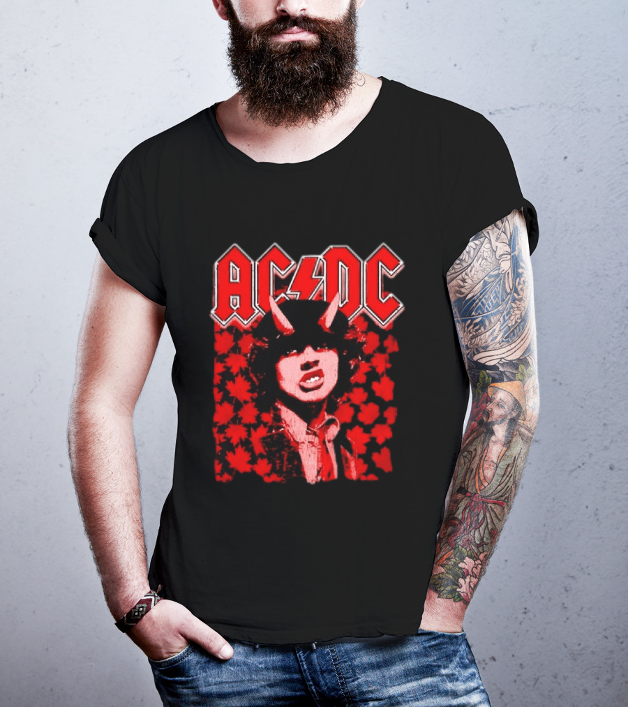 AC DC Pwr Up Canada 2026 Tour Rock Band Maple Leaf T-Shirt