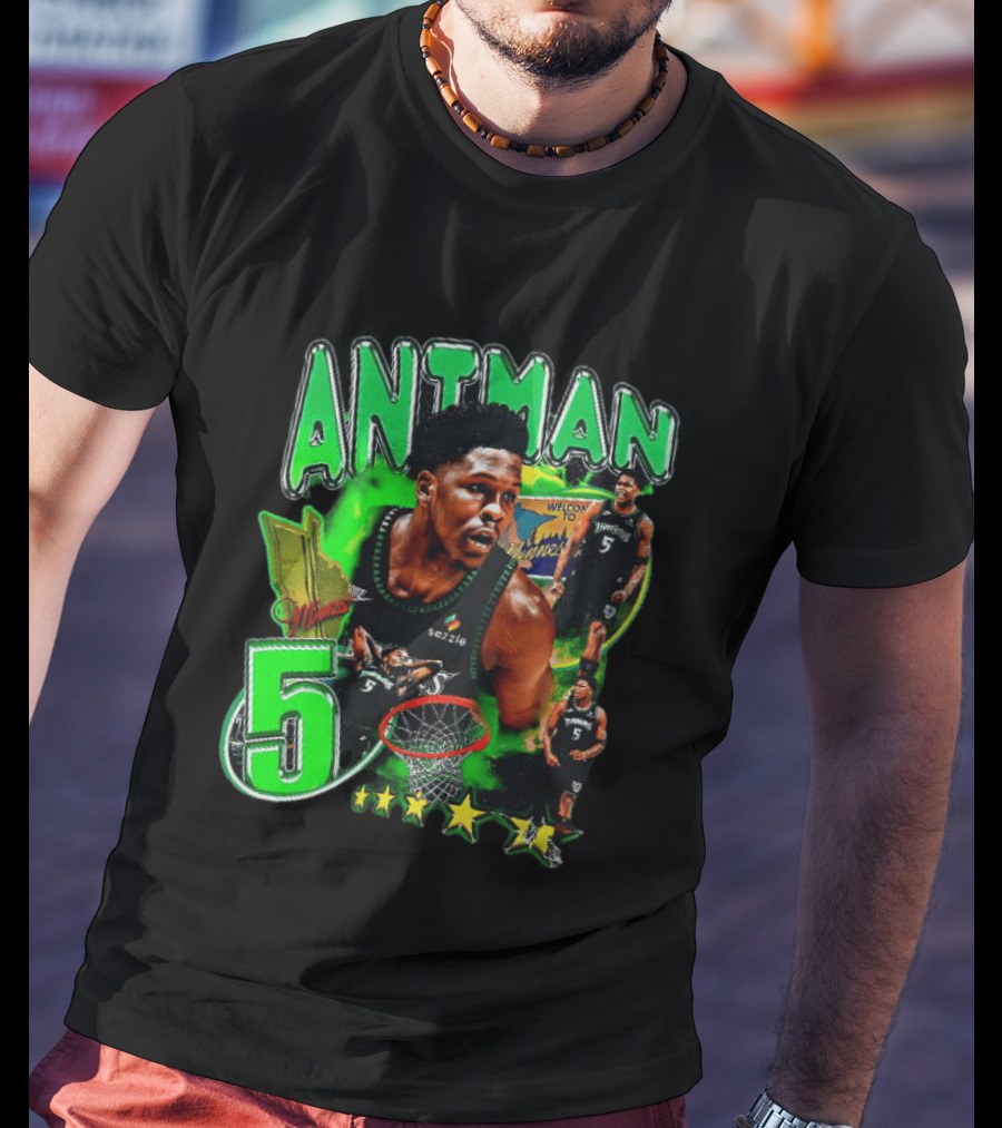 ANITMAN 5 Anthony Edwards Minnesota Timberwolves Welcome To Minnesota T-Shirt